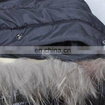 Fashion Mens Winter Fur Hood Cow Buckle Down Padded lo photo-4