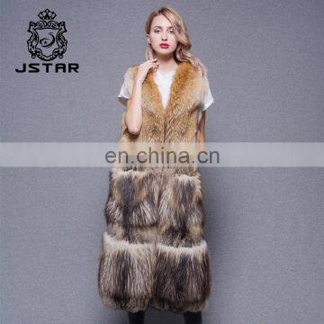 100% Wolf & Raccoon Fur plush vest Best quality hot sale womens luxury coat