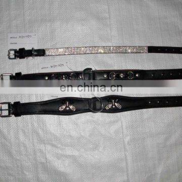 rhinestone leather dog collars