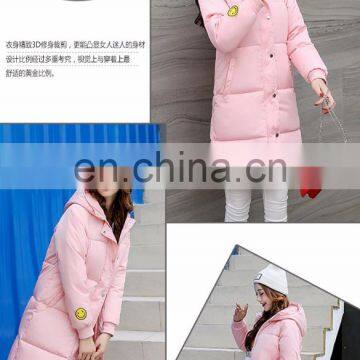 2017 New Down Jacket Korean Version of the Color Hooded Smile to Increase the Long Section of Women's Cotton Coat
