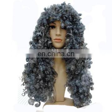 MCW-0374 Party Masquerade synthetic long women Hot curly gray wig