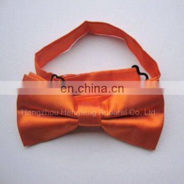 Pre tied 100% Silk Woven Bow Tie with Solid Orange Color