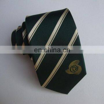 Stripe Design Silk Tie with logo