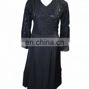 Designer Floral Printed Dubai Burkha With Black Diamond Stone Work / Casual Occasion Wear Abaya (dubai abaya 2017)