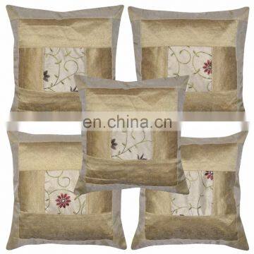 Pillow Cover Indian Brocade Decor Silk Pillow Cover Embroidered Cushion Cases Covers Pillow Case Throw wholesale