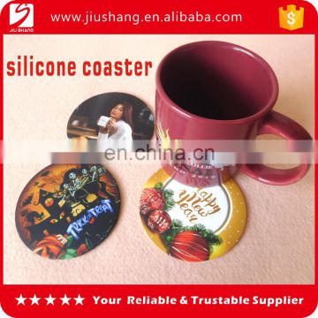 Full color printing drink beer silicone cup coaster set for promotion