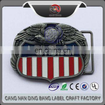 Wholesale No Minimum Promotion Cheap Custom Antique Style Soft Enamel Zinc Alloy USA Eagle Belt Buckle