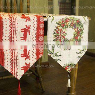 factory price cotton and linen table runner for christmas decoration