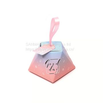 Cardboard triangle shaped candy packaging box