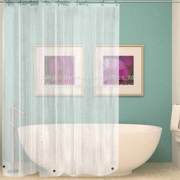 Microfiber Satin Stripe Fabric Shower Curtain Liner Water Proof Hotel Bathroom Curtain 72x72inch-White photo-5