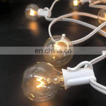 25ft Outdoor Holiday Decoration Lights White Color G40 Globe Incandescent Bulb string lights