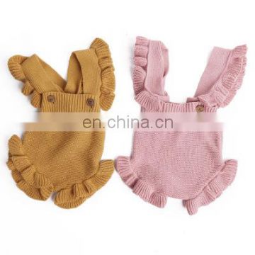 0-2Y Baby Knitted Rompers Lotus Leaf Sleeveless Jumpsuit Newborn Girls Romper One-piece Outfits Clothes Winter Jumpsuit Overalls