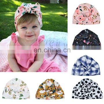 Newborn Hats Baby Soft Cotton Sun Hat Floral Bowknot Cap Toddler Turban Photo Props Indian Flower Cap Infant Hair Bands photo-3