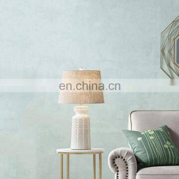 Personalized Good Item Cylinder Relief Surface Matte Beige Vintage Table Lamps Porcelain for Hotel Home Bedside Decor photo-4