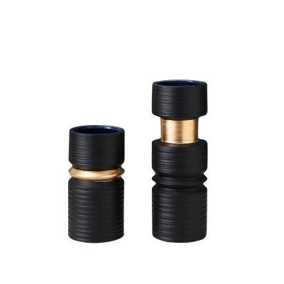 Thread Drawing Gold And Black White New Chinese Ceramic Crafts Vase For Office photo-3