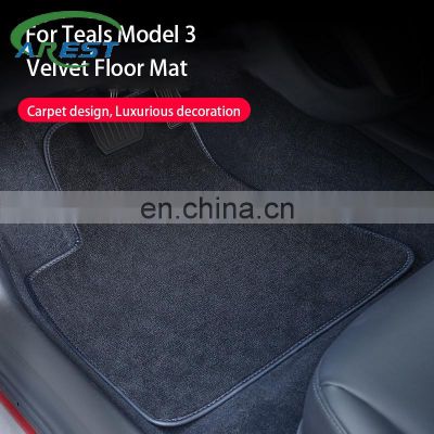 3pcs Car Floor Mat for Tesla Model 3 Velvet New Design Black Grey Car Interior Accessories Floor Mat for Tesla Model 3 Dropship