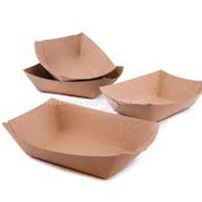 Disposable paper fast food serving paper kraft tray custom printed disposable paper food trays