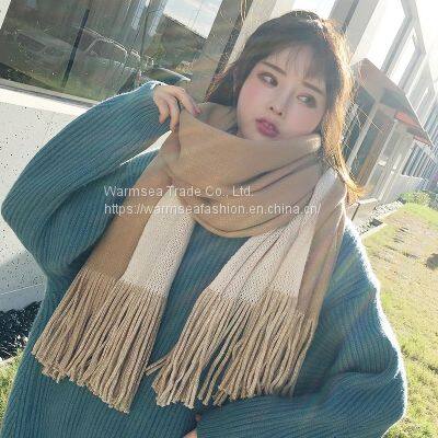 Scarf Female Autumn and Winter Models Rainbow Striped Scarf Student Cute Korean Version of Wild Thickened Warm Cashmere Knitting Wool photo-3