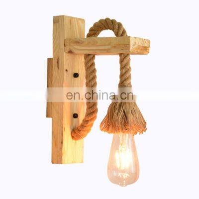 American country creative industry retro hemp rope wood wall lamps for decoration