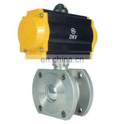 DKV DN25 Italian ultra-thin stainless steel 304 ss316 pneumatic flange wafer ball valve