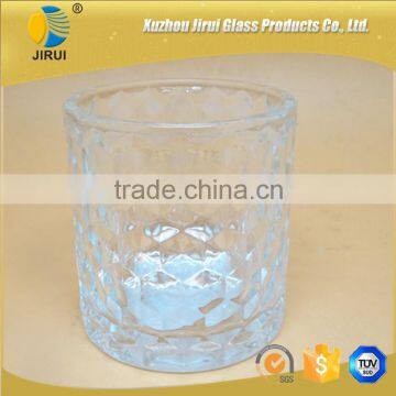 Diamond embossed votive glass candle jar