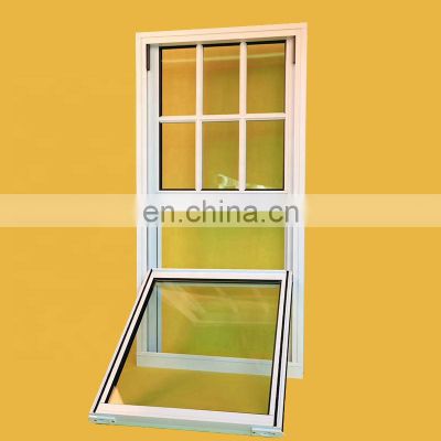 villa good ventilation white color double pane insulated glass single top hung sash aluminum frame vertical sliding window