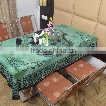 Indian Cotton Table Cloth Teal Color Dragon Printed Dinning Table Cloth Vintage Wall Hanging Throw Bed Sheet Cover TC53