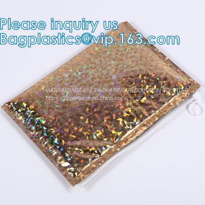 Cosmetic ZIPLOCK clear bubble bags/Hot sale Slider Zipper Bag,wholesale metallic glossy holographic