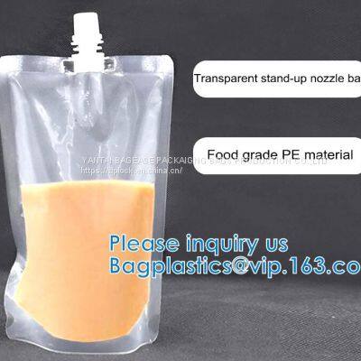 Reusable Stand Up Plastic Custom Liquid Fruit Juice Drink Packaging Spout Pouch Bag / Juice Doypack With Spout Cap Packaging Pouch Bag photo-4