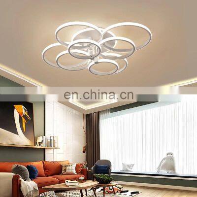 Modern Hotel Bedroom Pendant Light Living Room Round 8-tier Rings LED Ceiling Lamp for Indoor Decoration