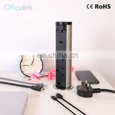 Motorized Pop up Socket UK With QC Charger and RJ45 photo-2