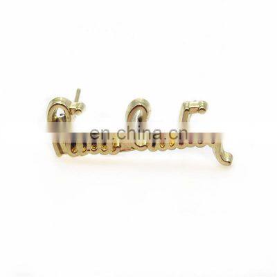 Custom Handbag Hardware Zinc Alloy Gold Engraved English Letters Alphabet Metal Brand Logo Plated For Bags photo-3