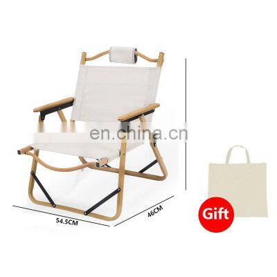 Wholesale beach camp chair outdoor glamping furniture portable wood grain aluminum folding camping chair