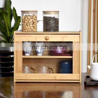 Customization Kitchen Multifunction Natural Bamboo Fiber Bread Storage Box Pantry Organizer home storage & organization