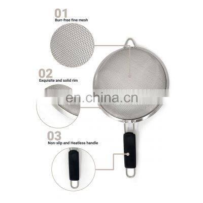 Set of 3 Stainless Steel Fine Mesh Strainers Graduated Sizes 3.38