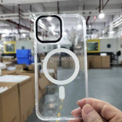 magsafe hard plastic PC ohone cases for iphone 13, combo of TPU+PC+colored len frame