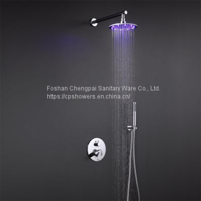 shower set with 12inch round shower head showr arm 304 stainless steel LED showerhead