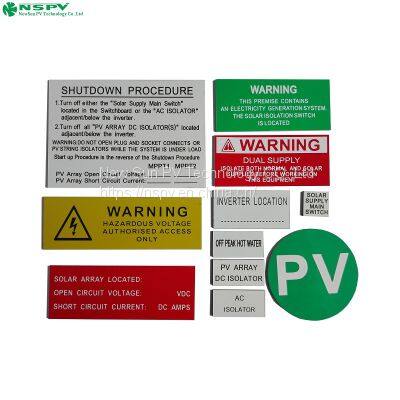 Solar System Warning Label PV Safety Label Kits Warning or Indication Label photo-3