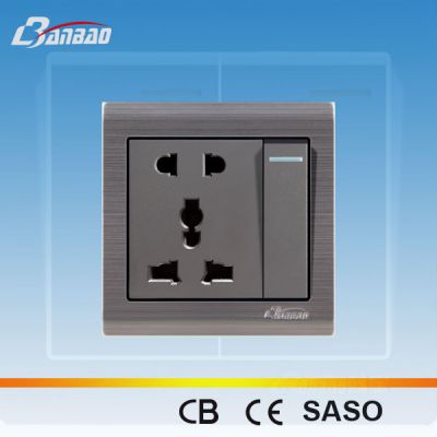 Stainless steel panel 1gang 5pin socket