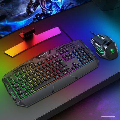 TF390 Colorful Backlight Keyboard Mouse Combos Durable Wired Gaming Gamer Keyboard Mouse Set photo-4