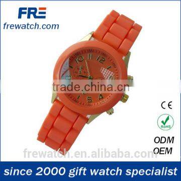 New Fashion Ladies Genewa Silicone Watches With Stone Three Dial Rubber Geneva Watch photo-5