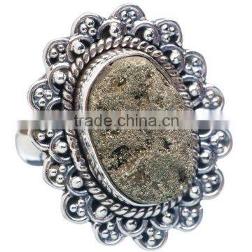 PYRITE DRUZY RING 925 SOLID STERLING,SILVER EXPORTER,STERLING SILVER JEWELRY,SILVER RING,WHOLESALE SILVER JEWELRY