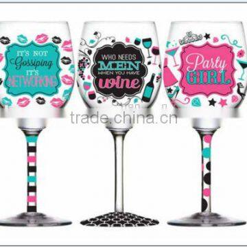 CE/EU/FDA/SGS/LFGB HIGH QUALITY BLUE WINE GLASS ,HAND PAINTED WINE GLASS WITH BLUE STEM