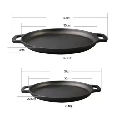 High Quality Cast Iron Vegetable Oil Fry Pan Grill Pan Pizza Pan With Two Handles Best Price photo-2
