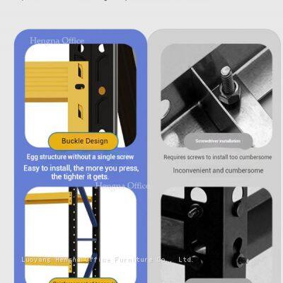Workshop Organizer Racks HN-F276 for Factory, 500kg Per Level, Wider Welded Feet for High Stability - Industrial Metal Shelving, OEM/ODM photo-2