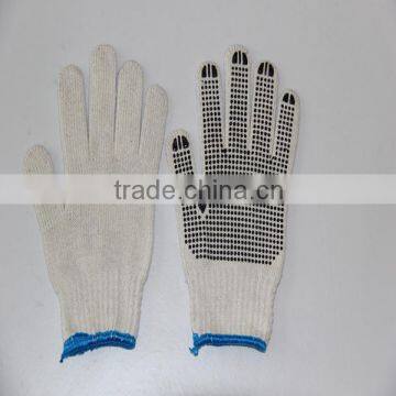 PVC DOTTED COTTON GLOVES, Nature White, Bleached White