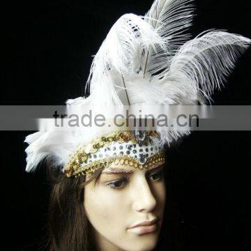 Fancy White Feather Carnival Princess Headdress Carnival Feather Headband Indian Headdress for Sale photo-2