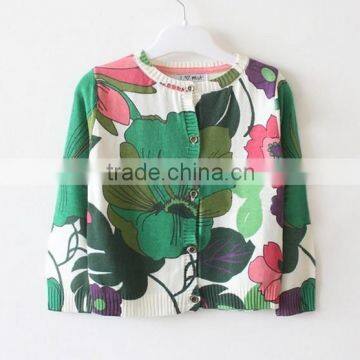 Latest Flower Pattern Children Girls Autumn Sweater