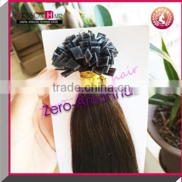 100% Indian cheap virgin remy human keratin hair extension pr-bonded flat tip keratin tipped human hair extension