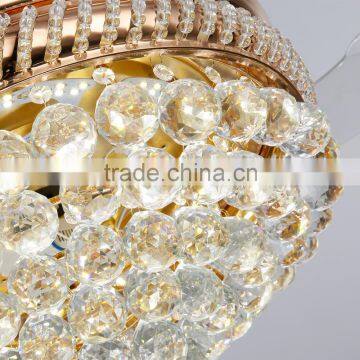 Golden 4 Blades Crystal Remote Ceiling Fans With LED Light Quality Choice
